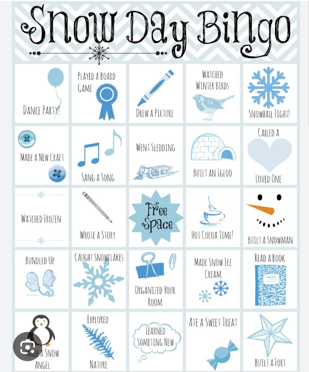 Snow day bingo